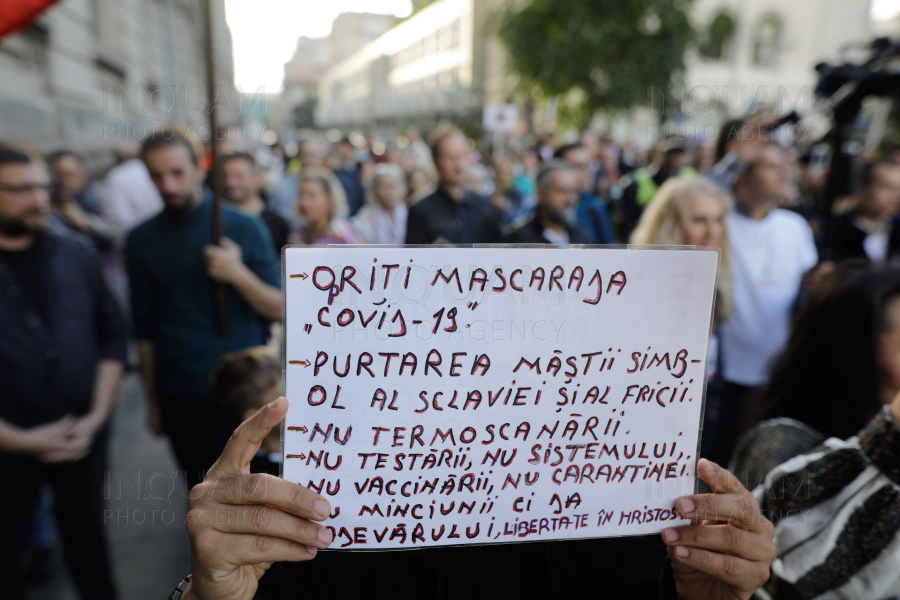 BUCURESTI - COVID-19 - PROTEST - PURTAREA MASTII - 10 OCT 2020