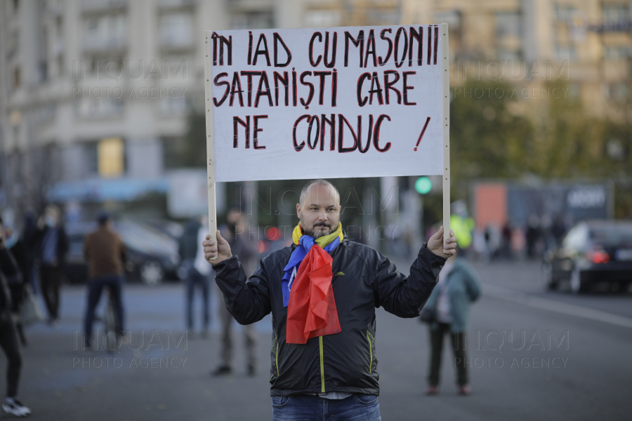BUCURESTI - COVID-19 - PROTEST ANTI-MASCA - 8 NOI 2020