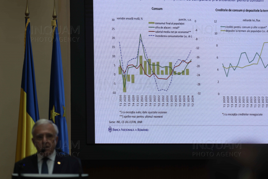 BUCURESTI - GUVERNATOR BNR - RAPORTUL TRIMESTRIAL ASUPRA INFLATIEI - 9 AUG 2024