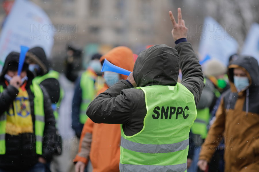 BUCURESTI - PROTEST - SNPPC - PIATA VICTORIEI - 16 FEB 2021
