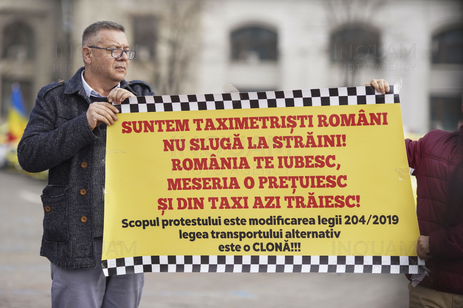 BUCURESTI - PROTEST TAXIMETRISTI - PIATA CONSTITUTIEI - 26 FEB 2024