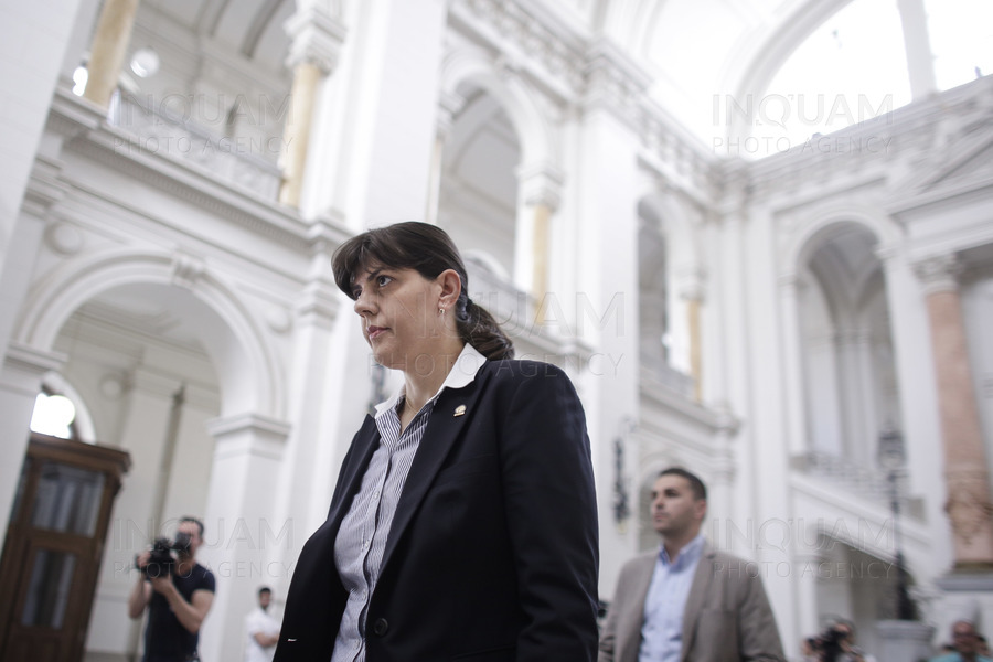 Procurorul sef al DNA, Laura Codruta Kovesi, soseste la Curtea de Apel Bucuresti pentru un termen in dosarul in care jurnalişti de la Antena 3 au fost obligaţi de instanţa de fond să plătească daune m